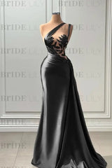 One Shoulder Purple Mermaid Prom Dress with Pleated Beading