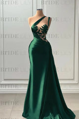One Shoulder Purple Mermaid Prom Dress with Pleated Beading