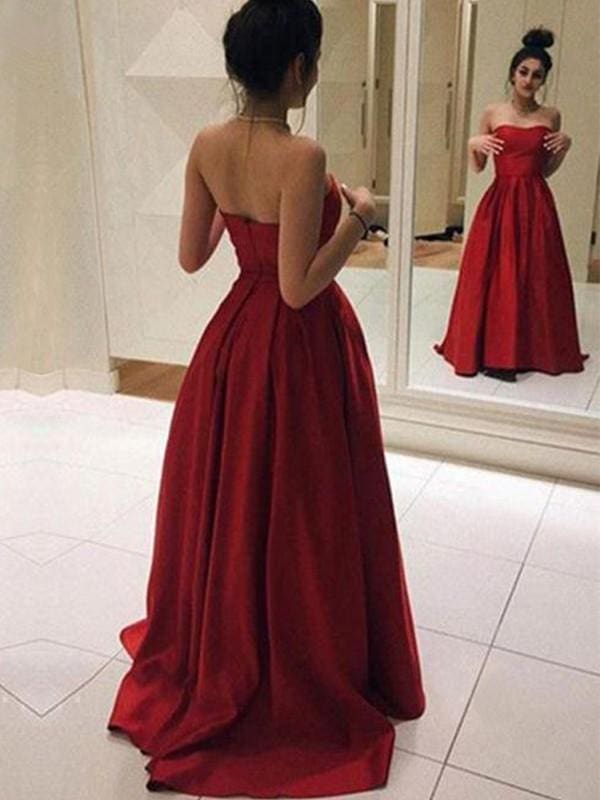 Sleeveless Strapless Sweep/Brush Train With Ruffles Stain Dresses