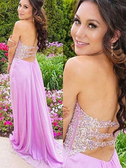 Sleeveless Sweetheart Chiffon With Applique Sweep/Brush Train Dresses