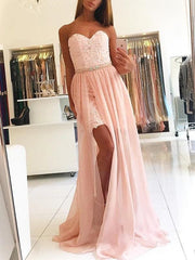 Sleeveless Sweetheart Sweep/Brush A-line Train Lace Tulle Dresses