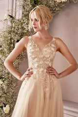 Cinderella Divine CD0181 Sleeveless Tulle Long A Line Prom Dress
