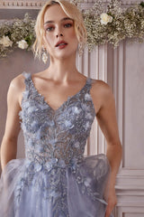 Cinderella Divine CD0181 Sleeveless Tulle Long A Line Prom Dress