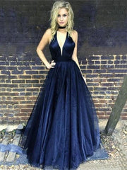 Sleeveless V-Neck Floor-Length A-line Ruffles Tulle Dresses