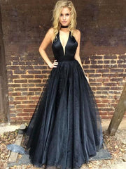 Sleeveless V-Neck Floor-Length A-line Ruffles Tulle Dresses