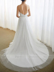 Spaghetti Strap A-line Beach Wedding Dresses VW1303