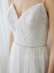 Spaghetti Strap A-line Beach Wedding Dresses VW1303