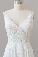 Spaghetti Strap Appliques Chiffon Wedding Dress Aline Sleeveless