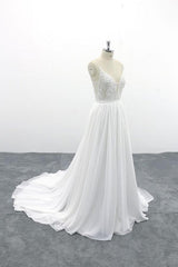 Spaghetti Strap Lace Chiffon A-line Wedding Dress