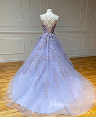 Spaghetti Strap Lace Long Prom Dresses Lace-Up Back FD1265B