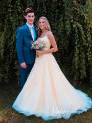 Spaghetti Strap Lace Long Prom Dresses Lace-Up Back FD1265B