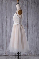 Spaghetti Strap Lace Tulle Short Wedding Dress