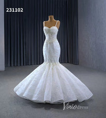 Spaghetti Strap Pearl Mermaid Wedding Dresses Plus Size 231102