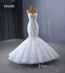 Spaghetti Strap Pearl Mermaid Wedding Dresses Plus Size 231102