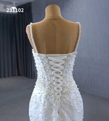 Spaghetti Strap Pearl Mermaid Wedding Dresses Plus Size 231102