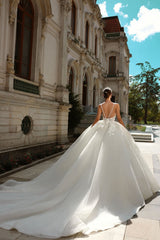 Spaghetti Straps Sweetheart  A-Line Appliques Lace Ball Gown Wedding Dress