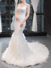 Spaghetti Straple Fully Beaded Memriad Wedding Dresses with Train VW1386
