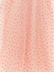 Corset Bow Straps Tulle Glitter Hearts Ankle Length Prom Dress