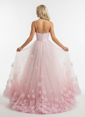 Spaghetti Straps Pink Floral Long Prom Dress Floral Long Formal Evening Dress