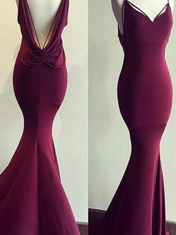 Spaghetti Straps Sleeveless Sweep/Brush Train With Ruched Dresses