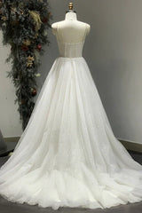 Spaghetti Straps Sparkly Bohemian Wedding Dress