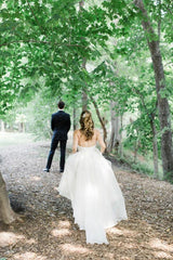 A-line Spaghetti Straps V-neck Wedding Dress