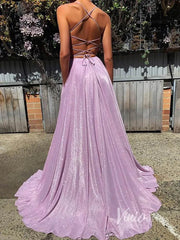 Sparkling Pink Prom Dresses with Pockets Formal Dress FD1295