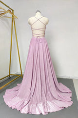 Sparkling Pink Prom Dresses with Pockets Formal Dress FD1295
