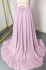 Sparkling Pink Prom Dresses with Pockets Formal Dress FD1295