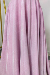 Sparkling Pink Prom Dresses with Pockets Formal Dress FD1295