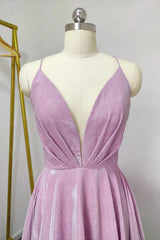 Sparkling Pink Prom Dresses with Pockets Formal Dress FD1295