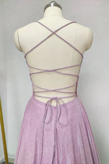 Sparkling Pink Prom Dresses with Pockets Formal Dress FD1295