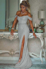 Sparkling Sequined Mermaid Prom Gown High Slit Blushing Pink Evening Dress