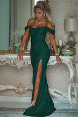 Sparkling Sequined Mermaid Prom Gown High Slit Blushing Pink Evening Dress