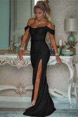 Sparkling Sequined Mermaid Prom Gown High Slit Blushing Pink Evening Dress