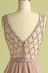 Sparkly Beaded Long Tulle Bridesmaid Prom Dress