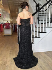 Sparkly Beaded Sequin Mermaid Prom Dress 2025 with Slit – FD5025