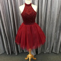sparkly beading halter tulle homecoming short