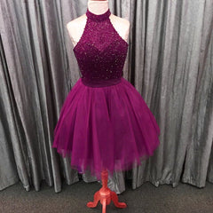 sparkly beading halter tulle homecoming short