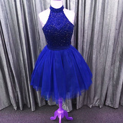 sparkly beading halter tulle homecoming short