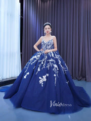 Sparkly Dark Blue Ball Gowns with Cape Debutante Princess Dresses 222228