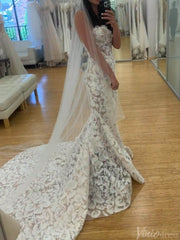 Sparkly Floral Lace Boho Mermaid Wedding Dresses Strapless TS001