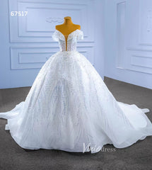 Sparkly Off the Shoulder Ball Gown Dubai Wedding Dresses 67517