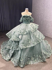 Sparkly Red Floral Ball Gown Wedding Dresses Off the Shoulder 231052