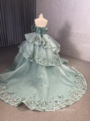 Sparkly Red Floral Ball Gown Wedding Dresses Off the Shoulder 231052