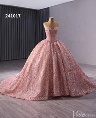 Sparkly Sequin Lace Wedding Gown Strapless Quinceanera Dress 241017
