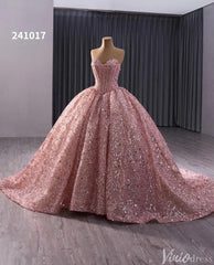 Sparkly Sequin Lace Wedding Gown Strapless Quinceanera Dress 241017