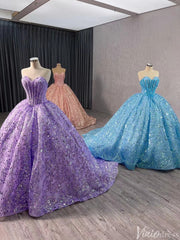 Sparkly Sequin Lace Wedding Gown Strapless Quinceanera Dress 241017