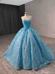 Sparkly Sequin Lace Wedding Gown Strapless Quinceanera Dress 241017