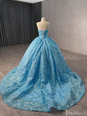 Sparkly Sequin Lace Wedding Gown Strapless Quinceanera Dress 241017